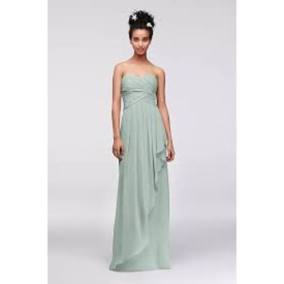 David's Bridal Dresses & Skirts - David's Bridal Crinkle Chiffon Dress with Cascade Skirt NWT